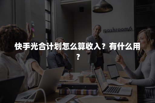 快手光合计划怎么算收入？有什么用？