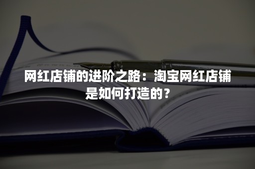 网红店铺的进阶之路：淘宝网红店铺是如何打造的？