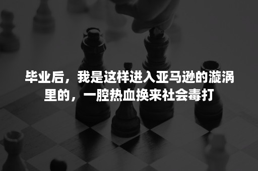 毕业后，我是这样进入亚马逊的漩涡里的，一腔热血换来社会毒打