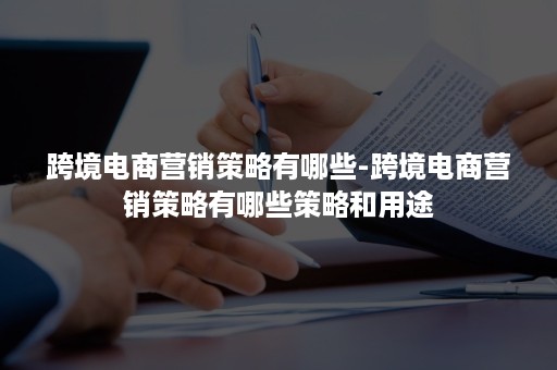 跨境电商营销策略有哪些-跨境电商营销策略有哪些策略和用途