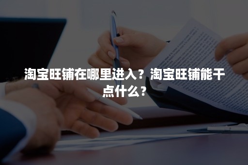 淘宝旺铺在哪里进入?淘宝旺铺能干点什么? 淘宝旺铺在哪里进入?淘宝旺铺能干点什么?