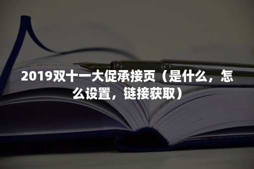 2019双十一大促承接页（是什么，怎么设置，链接获取）