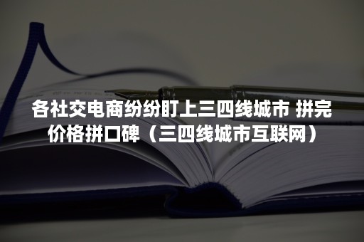 各社交电商纷纷盯上三四线城市 拼完价格拼口碑（三四线城市互联网）