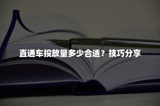 直通车投放量多少合适？技巧分享