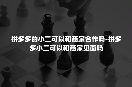 拼多多的小二可以和商家合作吗-拼多多小二可以和商家见面吗