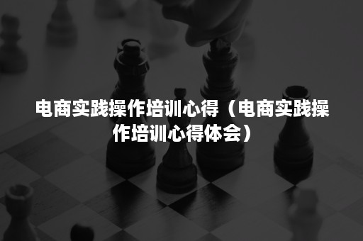 电商实践操作培训心得（电商实践操作培训心得体会）