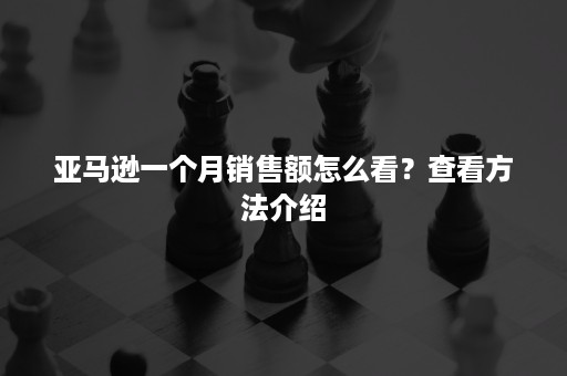 亚马逊一个月销售额怎么看？查看方法介绍