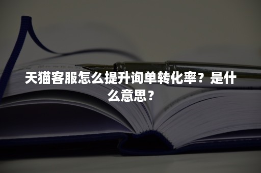 天猫客服怎么提升询单转化率？是什么意思？