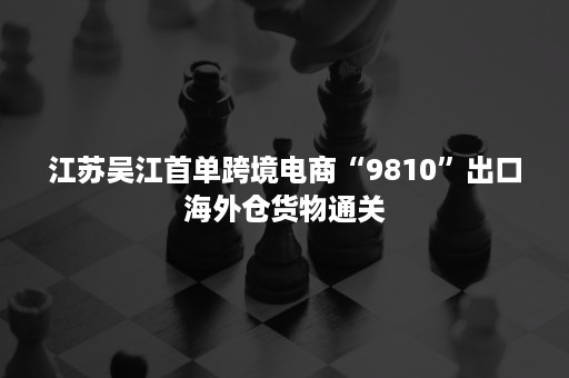 江苏吴江首单跨境电商“9810”出口海外仓货物通关