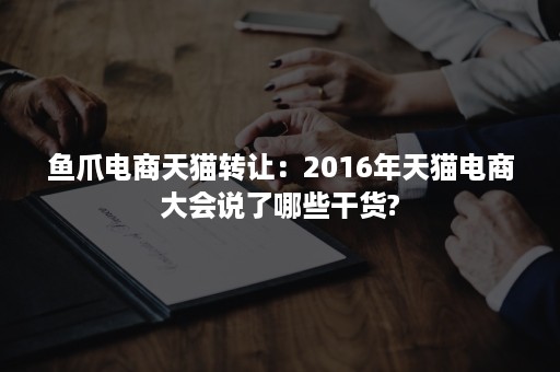 鱼爪电商天猫转让：2016年天猫电商大会说了哪些干货?