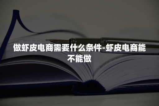 做虾皮电商需要什么条件-虾皮电商能不能做