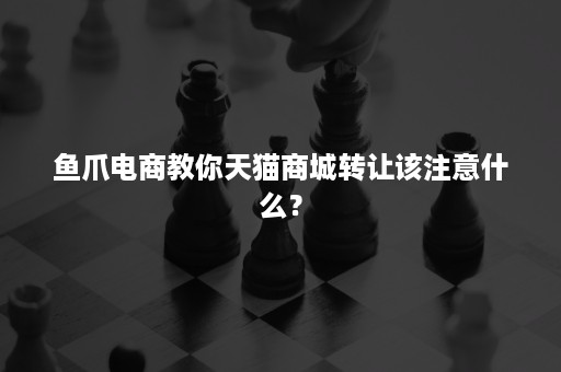 鱼爪电商教你天猫商城转让该注意什么？