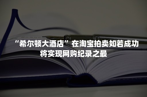 “希尔顿大酒店”在淘宝拍卖如若成功将实现网购纪录之最