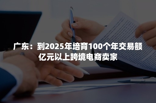 广东：到2025年培育100个年交易额亿元以上跨境电商卖家