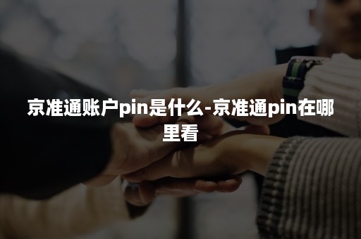 京准通账户pin是什么-京准通pin在哪里看