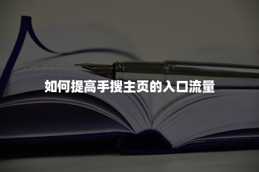 如何提高手搜主页的入口流量