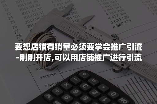 要想店铺有销量必须要学会推广引流-刚刚开店,可以用店铺推广进行引流