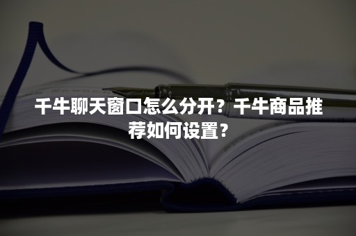 千牛聊天窗口怎么分开？千牛商品推荐如何设置？