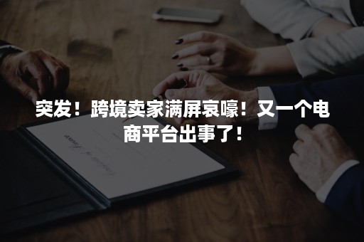 突发！跨境卖家满屏哀嚎！又一个电商平台出事了！