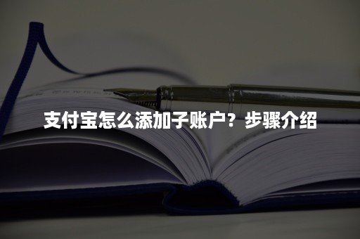 支付宝怎么添加子账户？步骤介绍