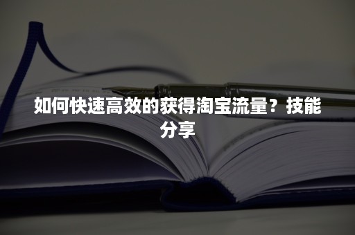 如何快速高效的获得淘宝流量？技能分享