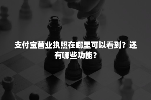 支付宝营业执照在哪里可以看到？还有哪些功能？